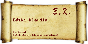 Bátki Klaudia névjegykártya